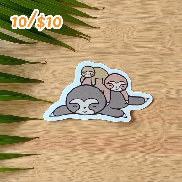 Cute Sloth Family Vinyl Sticker – 2 1/2” Glossy - Picture 1 of 1